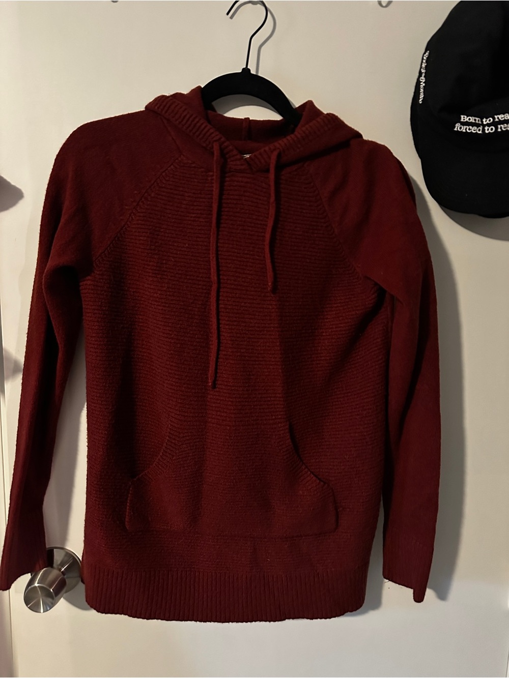 Sonoma Women's Burgundy Hooded Knit Sweater